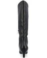 Journee Collection Women's Tullip Kitten Heel Pointed Toe Knee High Dress Boots