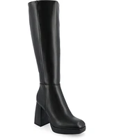 Journee Collection Women's Mylah Platform Block Heel Knee High Boots