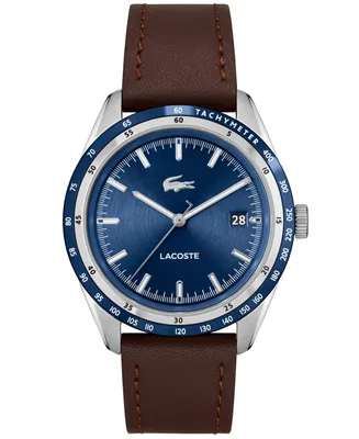 Lacoste Men's Everett Quartz Brown Leather Strap Watch 40mm