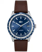 Lacoste Men's Everett Quartz Brown Leather Strap Watch 40mm