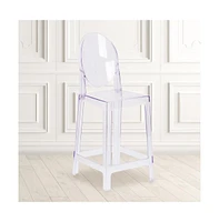 Ghost Counter Stool In Transparent Crystal With Oval Back