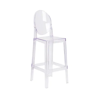 Emma+Oliver Ghost Barstool In Transparent Crystal With Oval Back