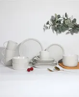 Table 12 Parchment Embossed 16 Piece Dinnerware Set, Service for 4