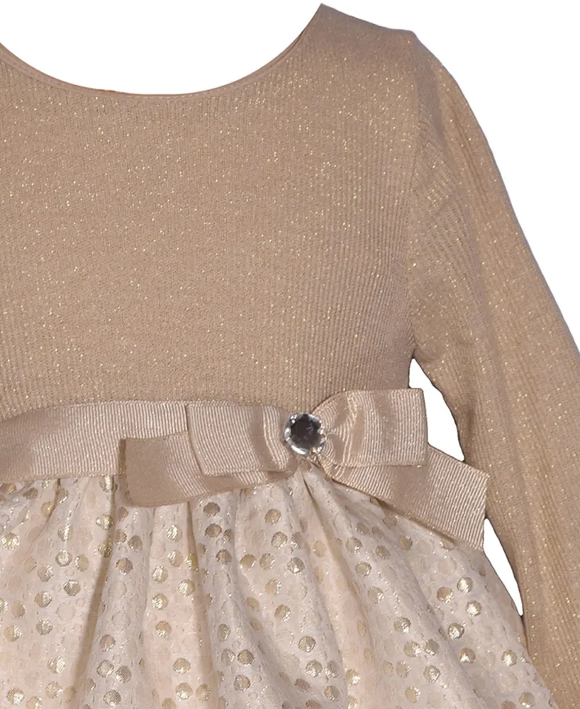 Bonnie Baby Baby Girls Long Sleeve Knit Jacquard Dress