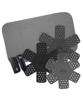 All-Clad Polyester Silicone 6 Piece Cookware Protectors, Silicone Grip, Dish Drying Mat Set
