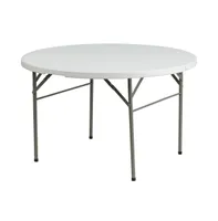 Emma+Oliver 4-Foot Round Bi-Fold Plastic Banquet And Event Folding Table With Carrying Handle