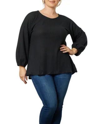 Women's Plus Size Whimsical Waffle Soft Knit Top