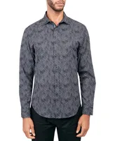 Society of Threads Men's Regular-Fit Non-Iron Performance Stretch Geo-Print Button-Down Shirt