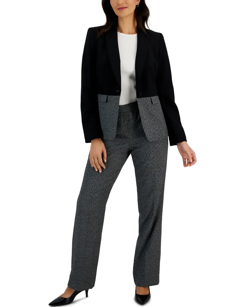 Le Suit 2-pc. Straight Leg Pant Suit-Petite, Color: Black - JCPenney