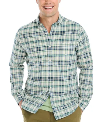 Nautica Men's Plaid Long-Sleeve Button-Up Shirt