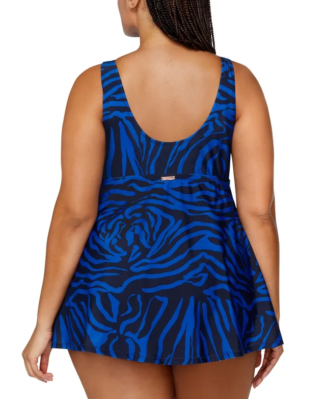 Raisins Curve Trendy Plus Size Marita One Shoulder Tankini Top Bottoms