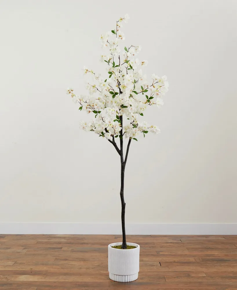 Nearly Natural 72" Artificial Cherry Blossom Tree with Decorative Planter