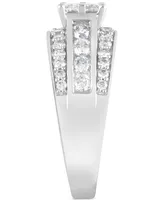 Diamond Princess Shaped Cluster Multirow Engagement Ring (1-1/2 ct. t.w) in 14k White Gold