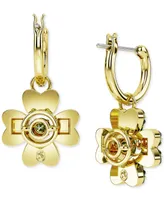 Swarovski Gold-Tone Color Crystal Clover Charm Hoop Earrings