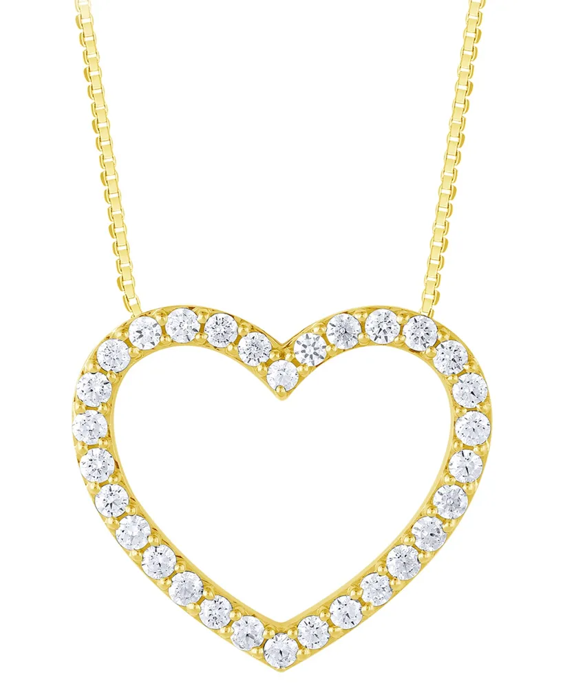 Diamond Open Heart Pendant Necklace (1 ct. t.w.) in 14k Gold, 16" + 2" extender