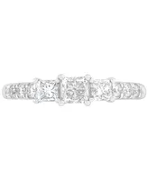 Diamond Princess Three Stone Engagement Ring (1 ct. t.w.) in 14k White Gold