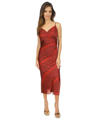 Michael Kors Women's Snakeskin-Print Chain Slip Dress