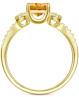 Citrine (1 ct. t.w.) & Lab-Grown White Sapphire (1/4 Ring 14k Gold-Plated Sterling Silver (Also Additional Gemstones)