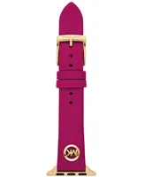Michael Kors Women's Fuchsia Leather Strap for Apple Watch, 38, 40, 41mm and 42, 44, 45, 49mm
