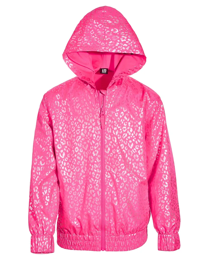 Id Ideology Big Girl Leopard-Print Hooded Windbreaker Jacket