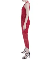 julia jordan Women's Sequin Twist-Neck Tulip-Hem Dress