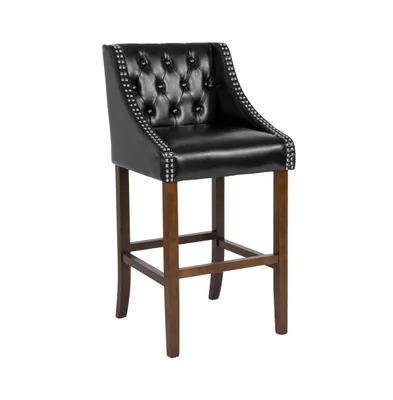 Hadleigh Upholstered Barstool 30" High Transitional Tufted With Accent Nail Trim