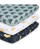 The Peanutshell Pack n Play, Mini Crib, Portable Crib or Fitted Playard Sheets for Baby Boy or Girl, Day and Night 3 Pack Set