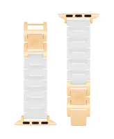 Anne Klein Women's White Ceramic and Gold-Tone Alloy Bracelet Compatible with 38/40/41mm Apple Watch - White, Gold