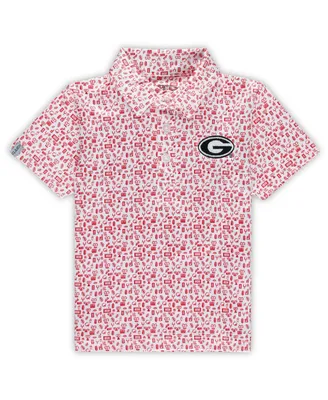 Toddler Boys and Girls Garb White Georgia Bulldogs Crew All-Over Print Polo Shirt