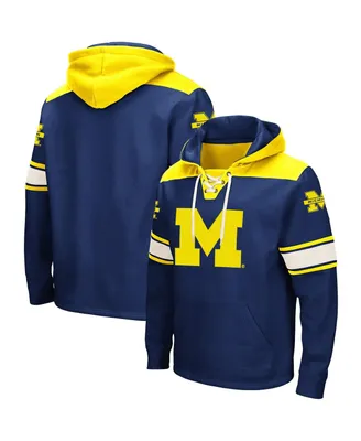 Men's Colosseum Navy Michigan Wolverines 2.0 Lace-Up Pullover Hoodie