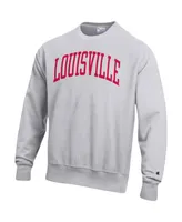 Men's Champion Heathered Gray Louisville Cardinals Arch Reverse Weave Pullover Sweatshirt