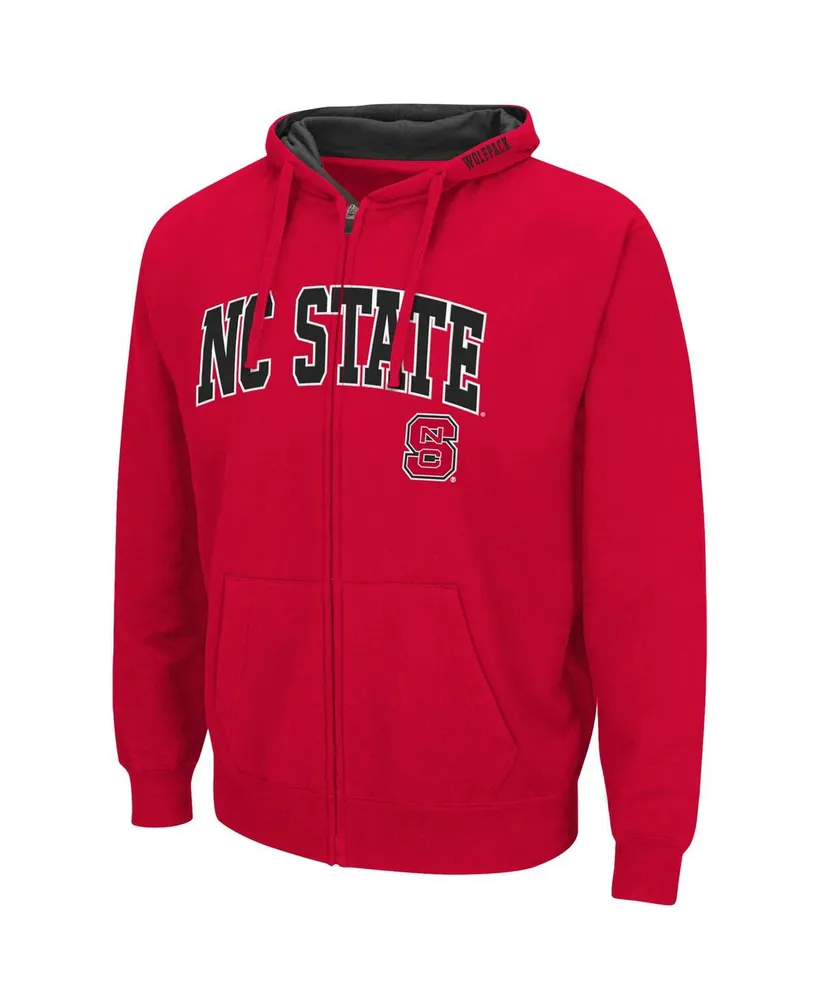 Men's Colosseum Red Nc State Wolfpack Arch & Logo 3.0 Full-Zip Hoodie