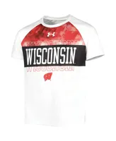 Big Boys Under Armour White Wisconsin Badgers Gameday Print Raglan T-shirt