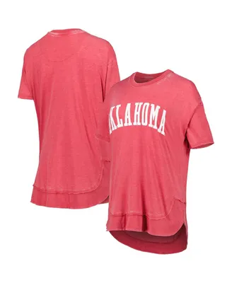 Women's Pressbox Crimson Distressed Oklahoma Sooners Arch Poncho T-shirt