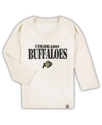 Toddler Boys and Girls Wes & Willy Cream Distressed Colorado Buffaloes Stacked Logo Raglan Long Sleeve T-shirt