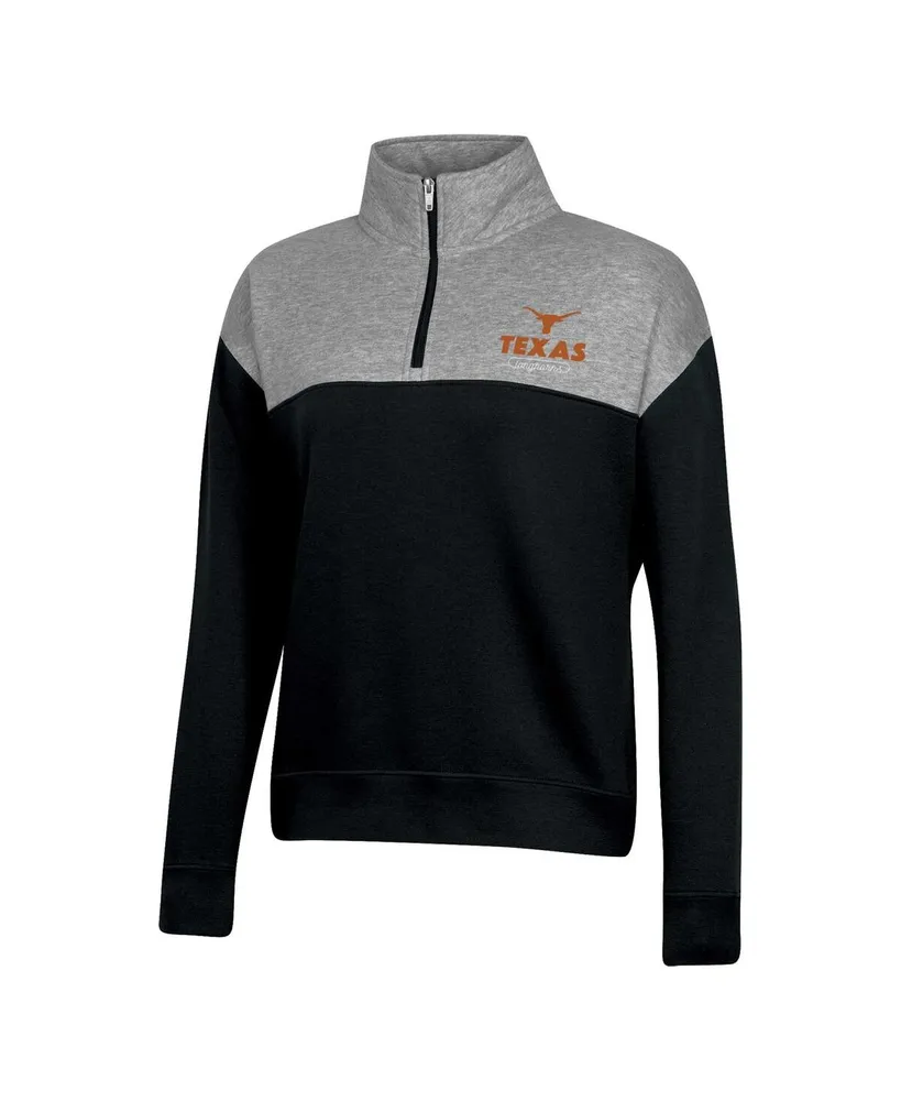 Women's Champion Black Texas Longhorns Color-Blocked Quarter-Zip Sweatshirt