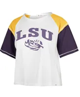 Women's '47 Brand White Lsu Tigers Serenity Gia Cropped T-shirt