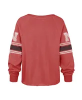 Women's '47 Brand Scarlet Distressed Nebraska Huskers Allie Modest Raglan Long Sleeve Cropped T-shirt