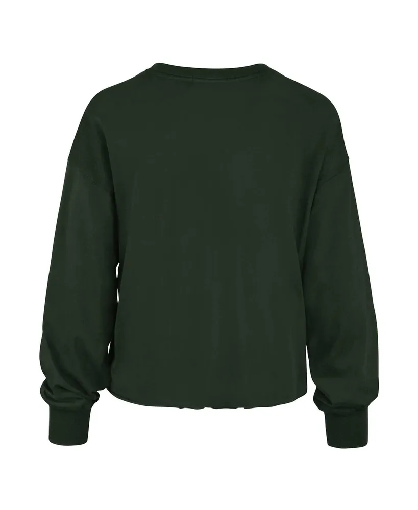 Women's '47 Brand Green Distressed Miami Hurricanes Bottom Line Parkway Long Sleeve T-shirt