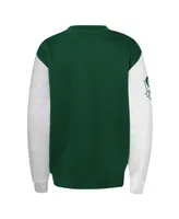 Big Boys Green Michigan State Spartans Color Block Fleece Pullover Sweatshirt