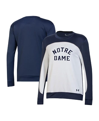 Women's Under Armour Navy, White Notre Dame Fighting Irish Colorblock Pullover Sweatshirt