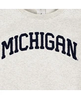 Women's ZooZatz Oatmeal Michigan Wolverines Core Chenille Cropped Pullover Sweatshirt