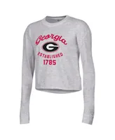 Women's Champion Gray Georgia Bulldogs Boyfriend Cropped Long Sleeve T-shirt