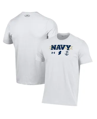 Men's Under Armour White Navy Midshipmen 2023 Aer Lingus College Football Classic Celtic Knot Performance Cotton T-shirt