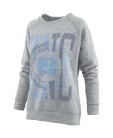 Women's Pressbox Heather Gray North Carolina Tar Heels Knobi Raglan Pullover Sweatshirt