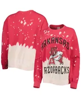 Women's Gameday Couture Cardinal Distressed Arkansas Razorbacks Twice As Nice Faded Dip-Dye Pullover Long Sleeve Top