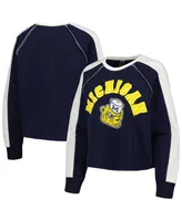 Women's Gameday Couture Navy Michigan Wolverines Blindside Raglan Cropped Pullover Sweatshirt