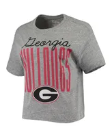 Women's Pressbox Heathered Gray Georgia Bulldogs Sanibel Knobi Crop T-shirt