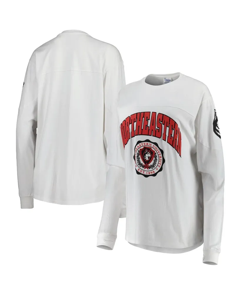 Women's Pressbox White Northeastern Huskies Edith Long Sleeve T-shirt