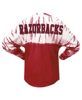 Women's Cardinal Arkansas Razorbacks Tie-Dye Long Sleeve Jersey T-shirt